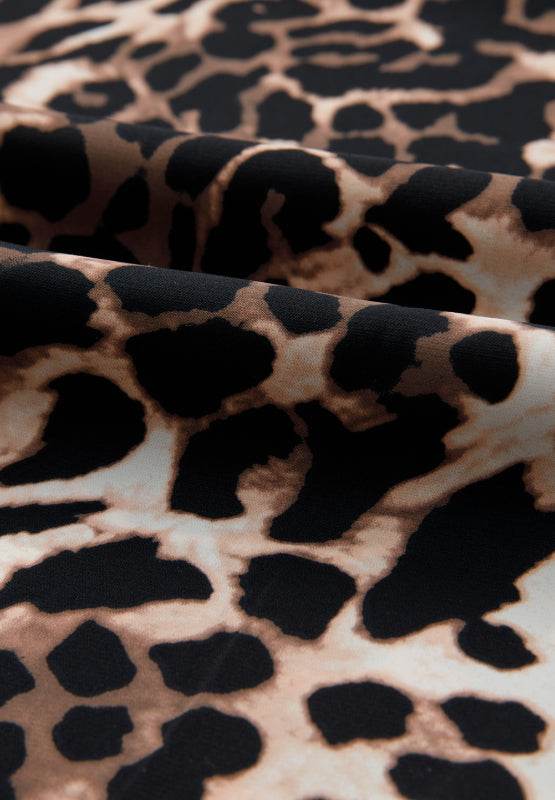 Contrast Trim Leopard Round Neck Top and Pants Lounge Set - Velveta Studio