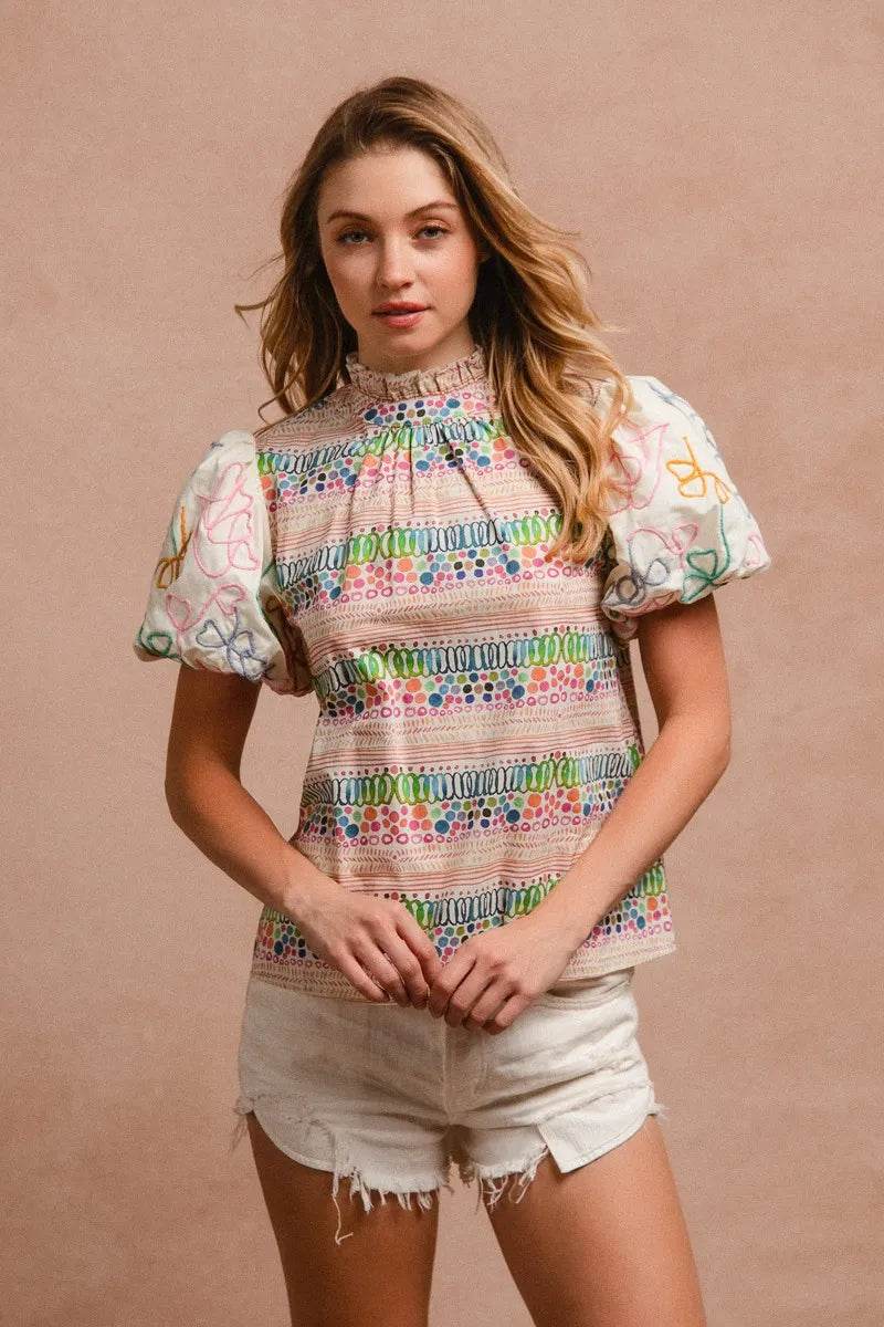 Bohemian Embroidered Blouse - Velveta Studio
