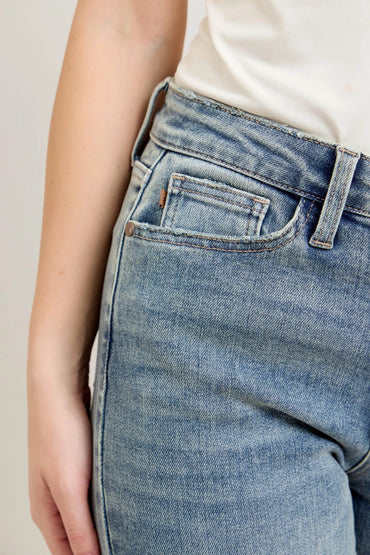 Judy Blue Full Size Hw Vintage Wash Double Roll Cuff Bf Jeans Plus Size - Velveta Studio