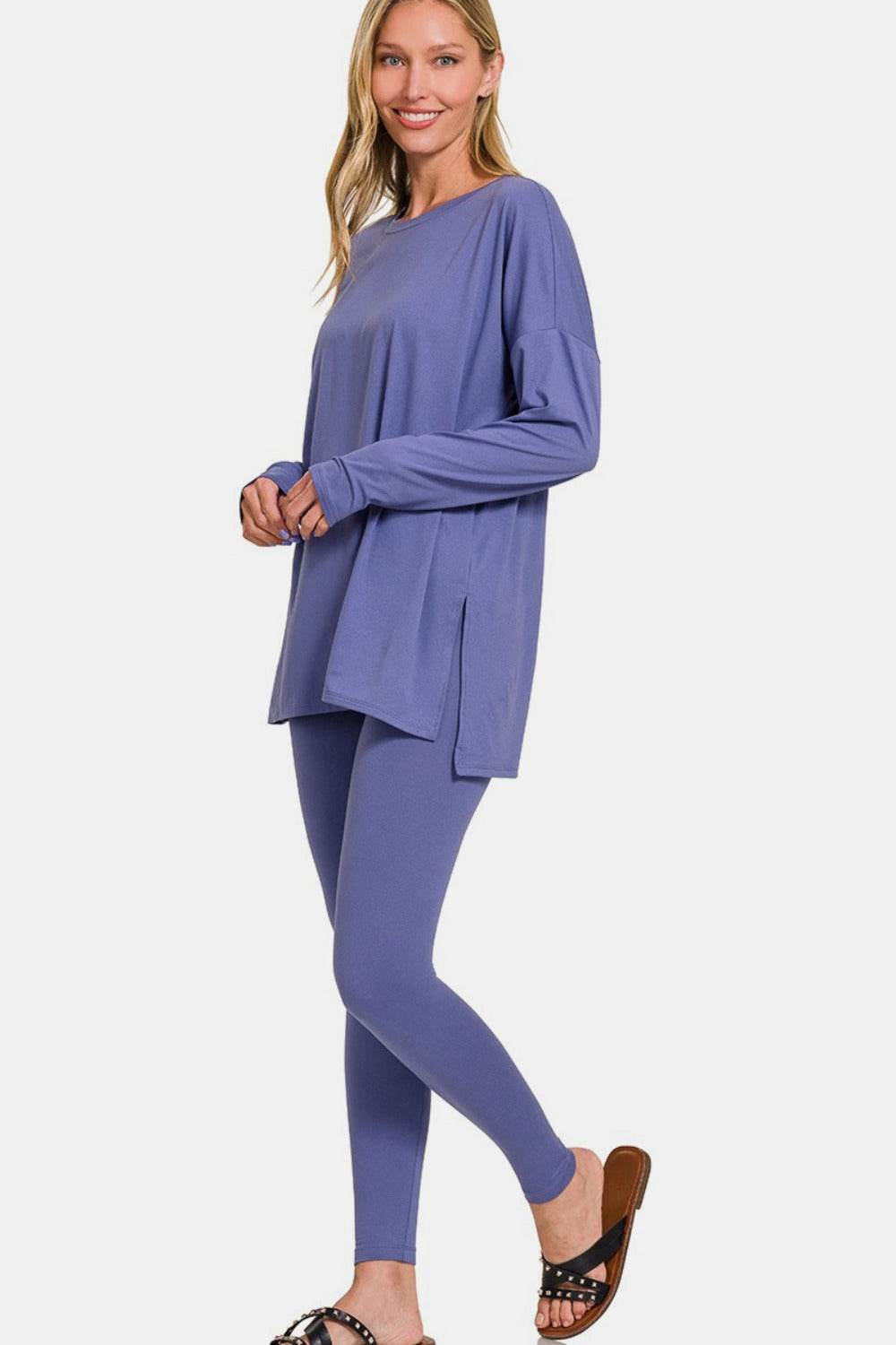 Zenana Full Size Brushed Microfiber Top and Leggings Lounge Set - Velveta Studio