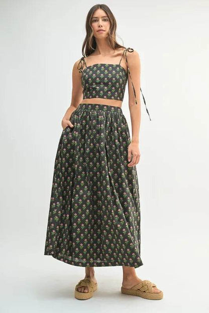 MABLE Floral Crop Top and Skirt Set - Velveta Studio