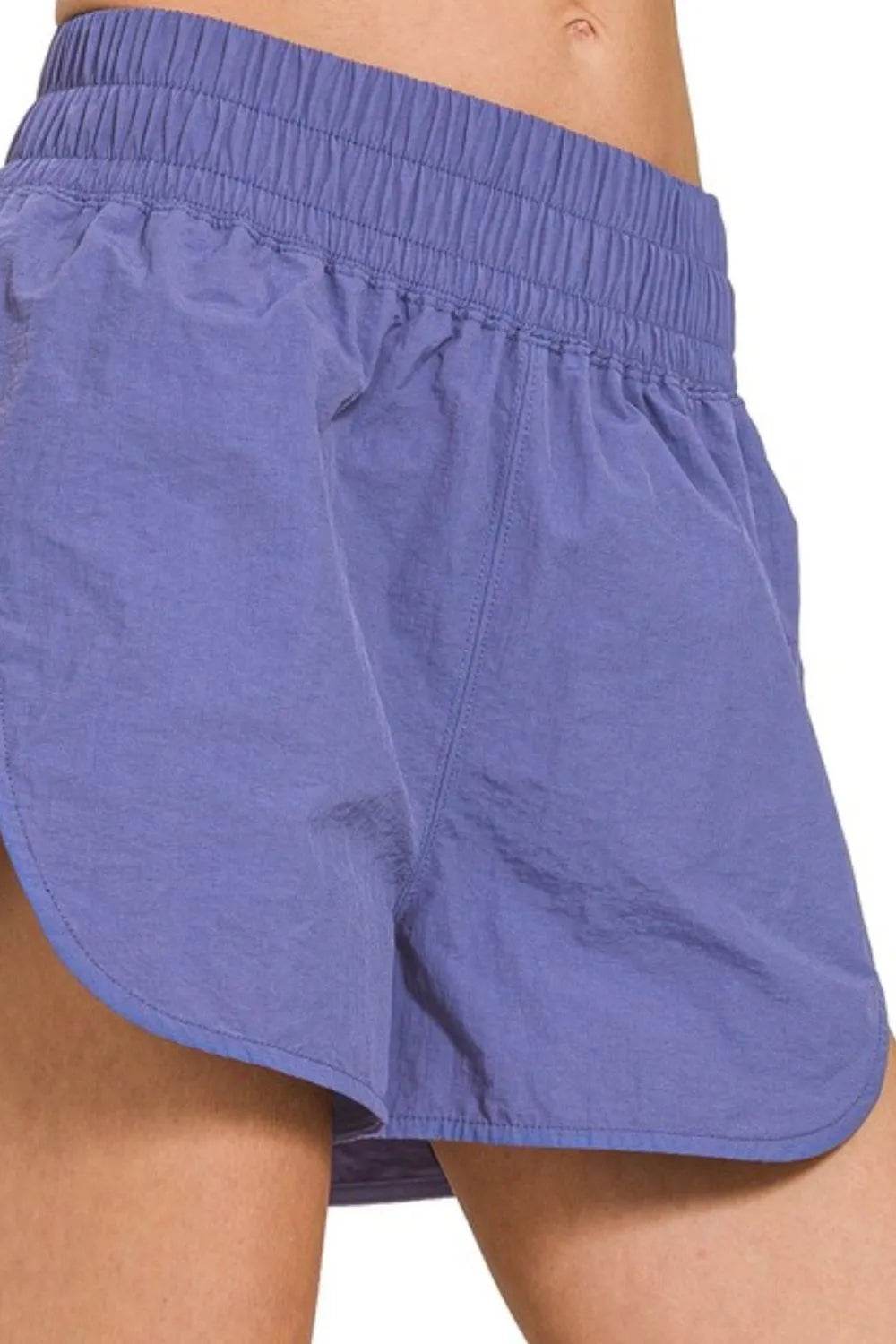 Zenana Windbreaker Smocked Waistband Running Shorts - Velveta Studio