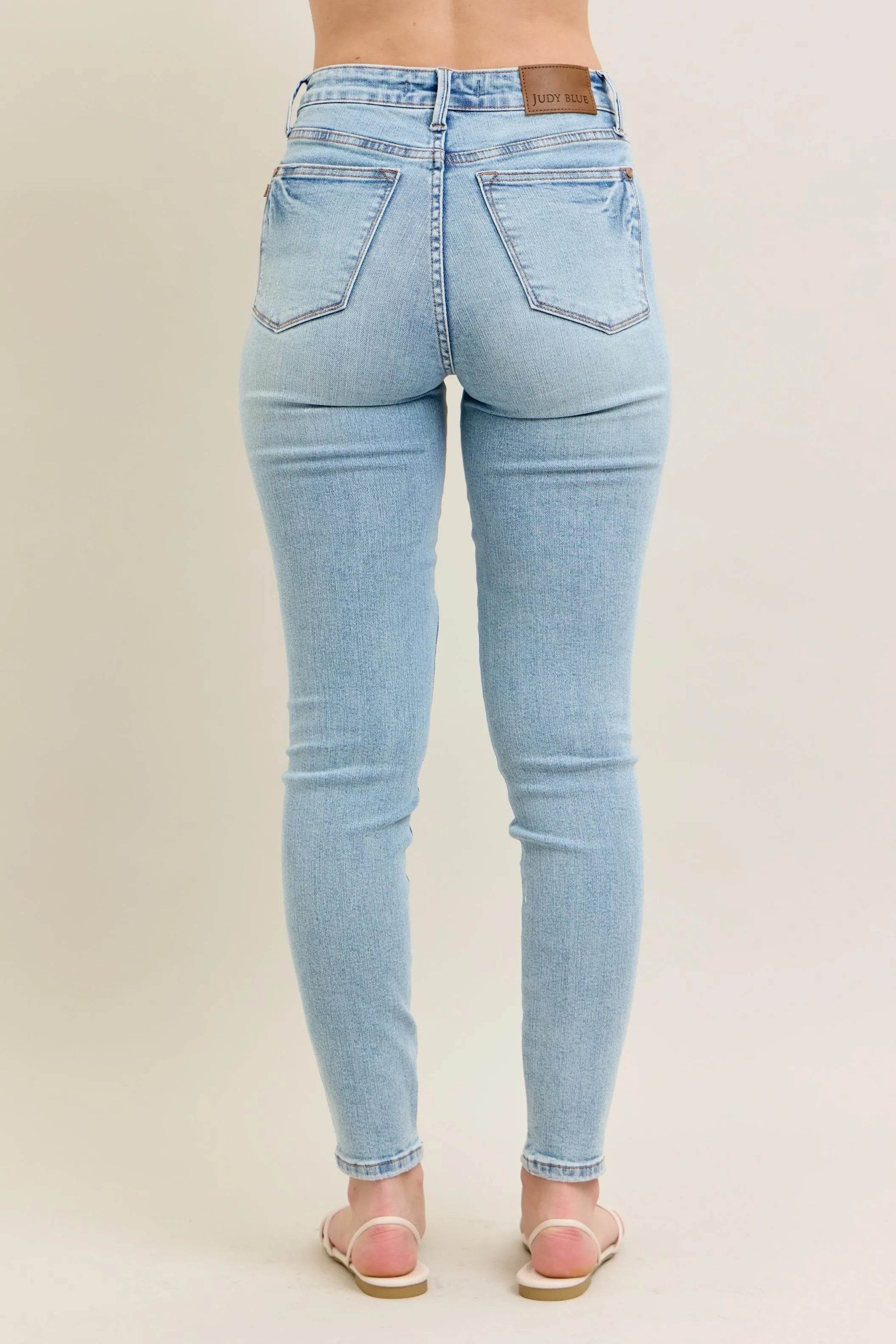 Full Size Mr Tummy Control Vintage Wash Skinny Jeans Plus Size - Velveta Studio