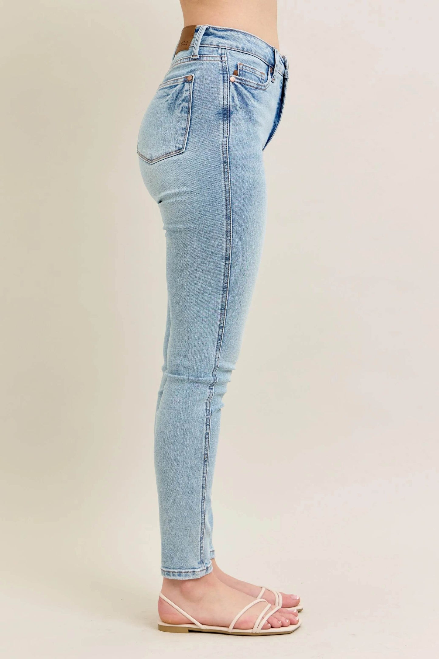 Full Size Mr Tummy Control Vintage Wash Skinny Jeans Plus Size - Velveta Studio