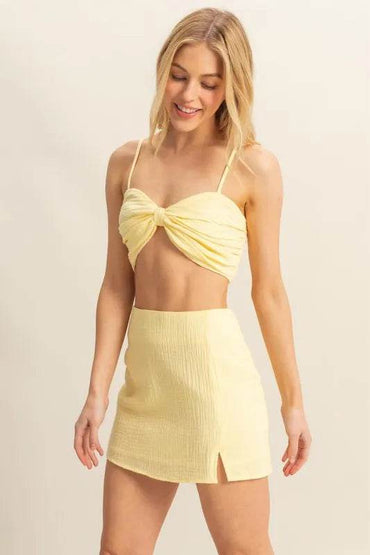 HYFVE Ruched Bra Top and Mini Skirt Set - Velveta Studio