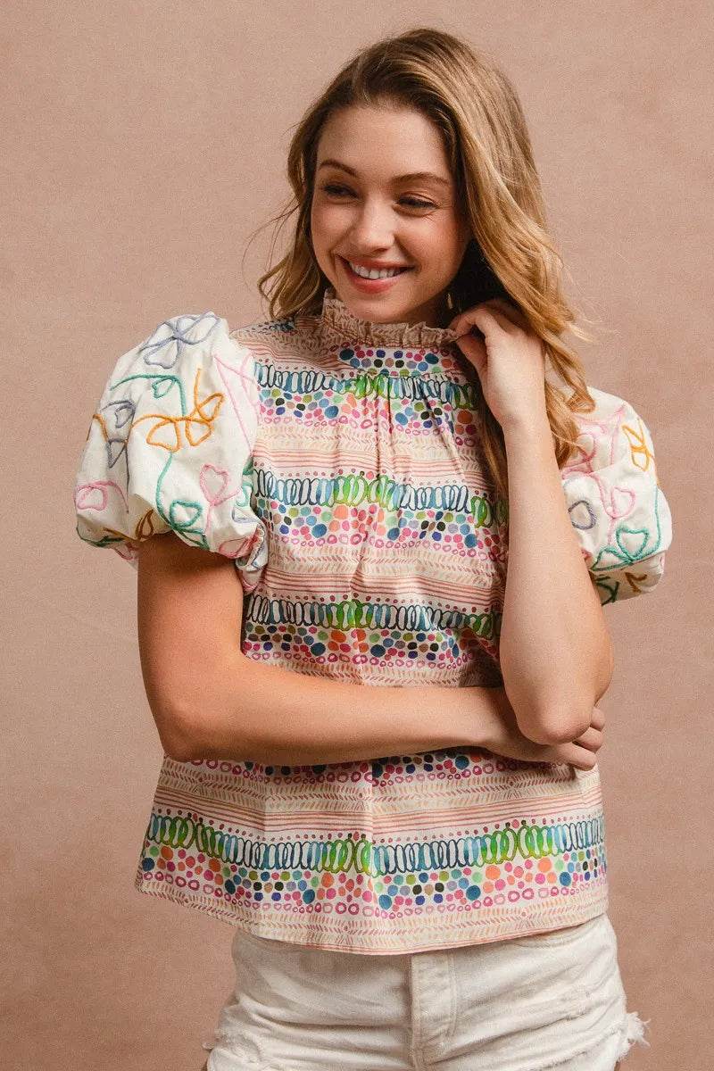 Bohemian Embroidered Blouse - Velveta Studio