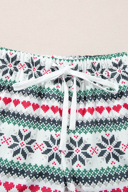 Letter Graphic Round Neck Top and Printed Shorts Lounge Set - Velveta Studio
