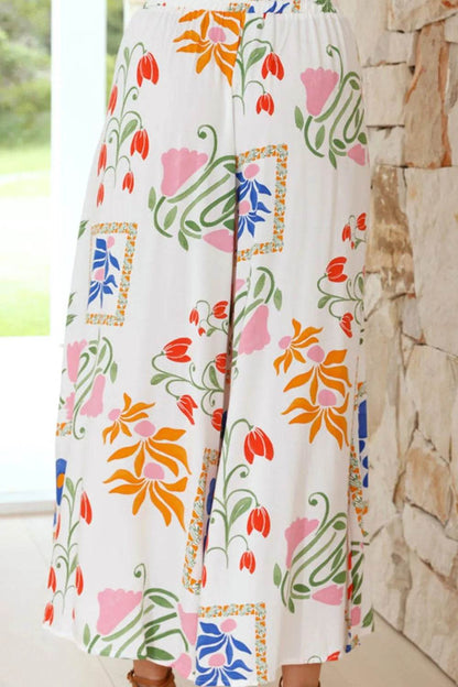 Printed Square Neck Top and Pants Set - Velveta Studio