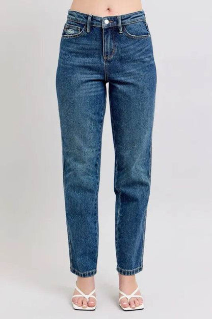 Full Size High Waisted Rigid Magic Non-destroy Straight Leg Jeans Plus Size - Velveta Studio