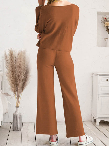 Long Sleeve Lounge Top and Drawstring Pants Set - Velveta Studio
