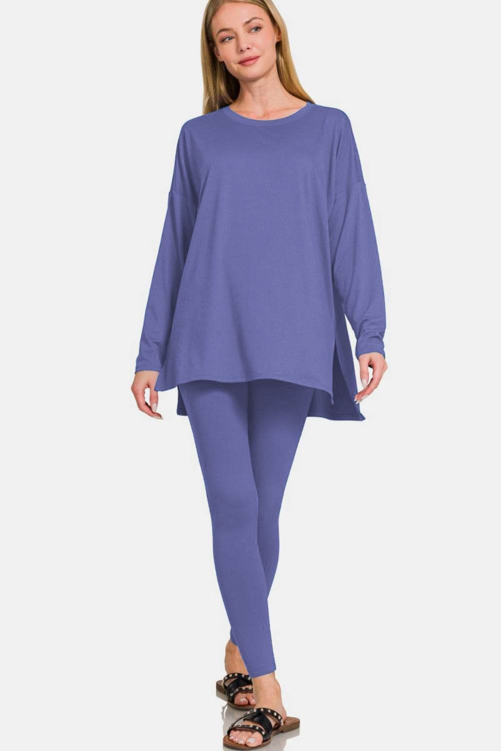 Zenana Full Size Brushed Microfiber Top and Leggings Lounge Set - Velveta Studio