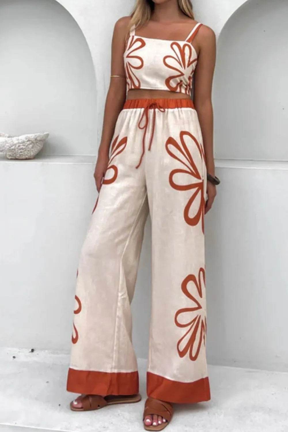 Smocked Square Neck Cami and Pants Set - Velveta Studio
