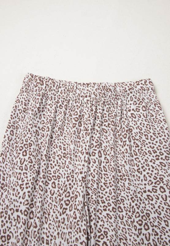 Leopard Button Down Long Sleeve Top and Pants Lounge Set - Velveta Studio
