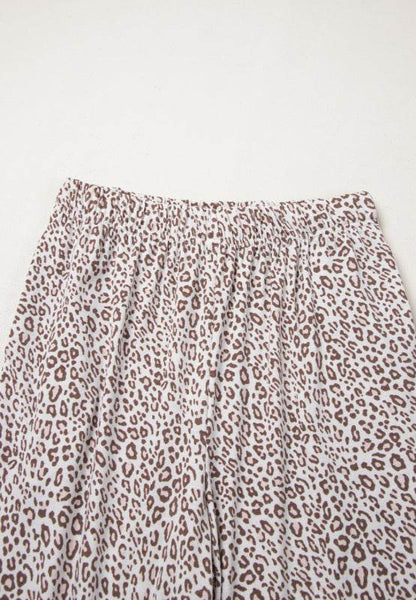 Leopard Button Down Long Sleeve Top and Pants Lounge Set - Velveta Studio