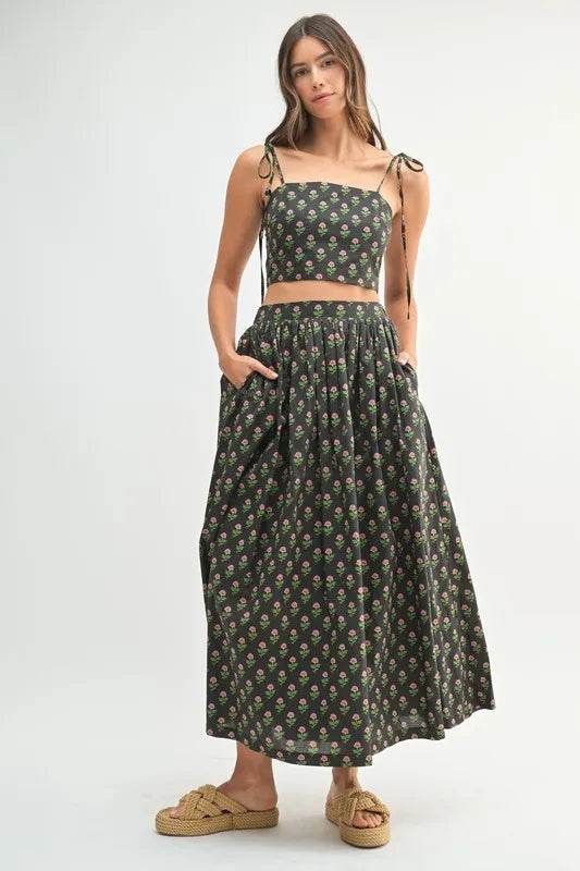 MABLE Floral Crop Top and Skirt Set - Velveta Studio