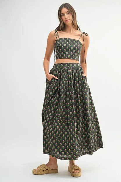 MABLE Floral Crop Top and Skirt Set - Velveta Studio