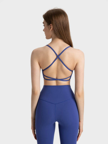 Millennia Crisscross Back Scoop Neck Active Cami with Detachable Chest Pads - Velveta Studio