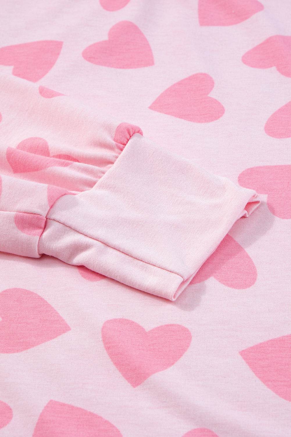 Heart Print Long Sleeve Top and Shorts Lounge Set - Velveta Studio