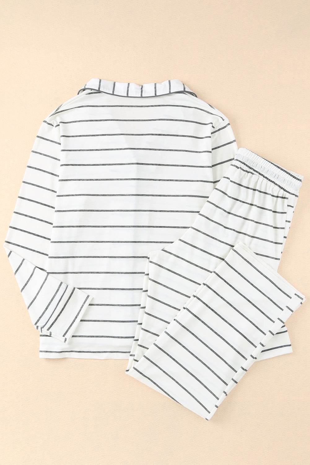 Striped V-Neck Long Sleeve Top and Pants Lounge Set - Velveta Studio
