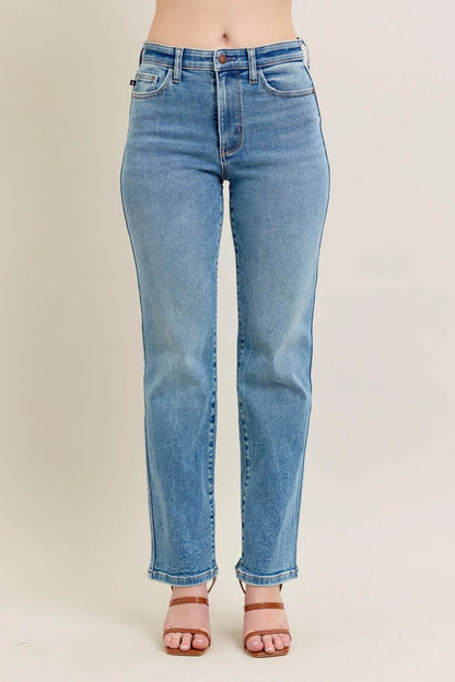 Full Size Hw Vintage Straight Jeans Plus Size - Velveta Studio