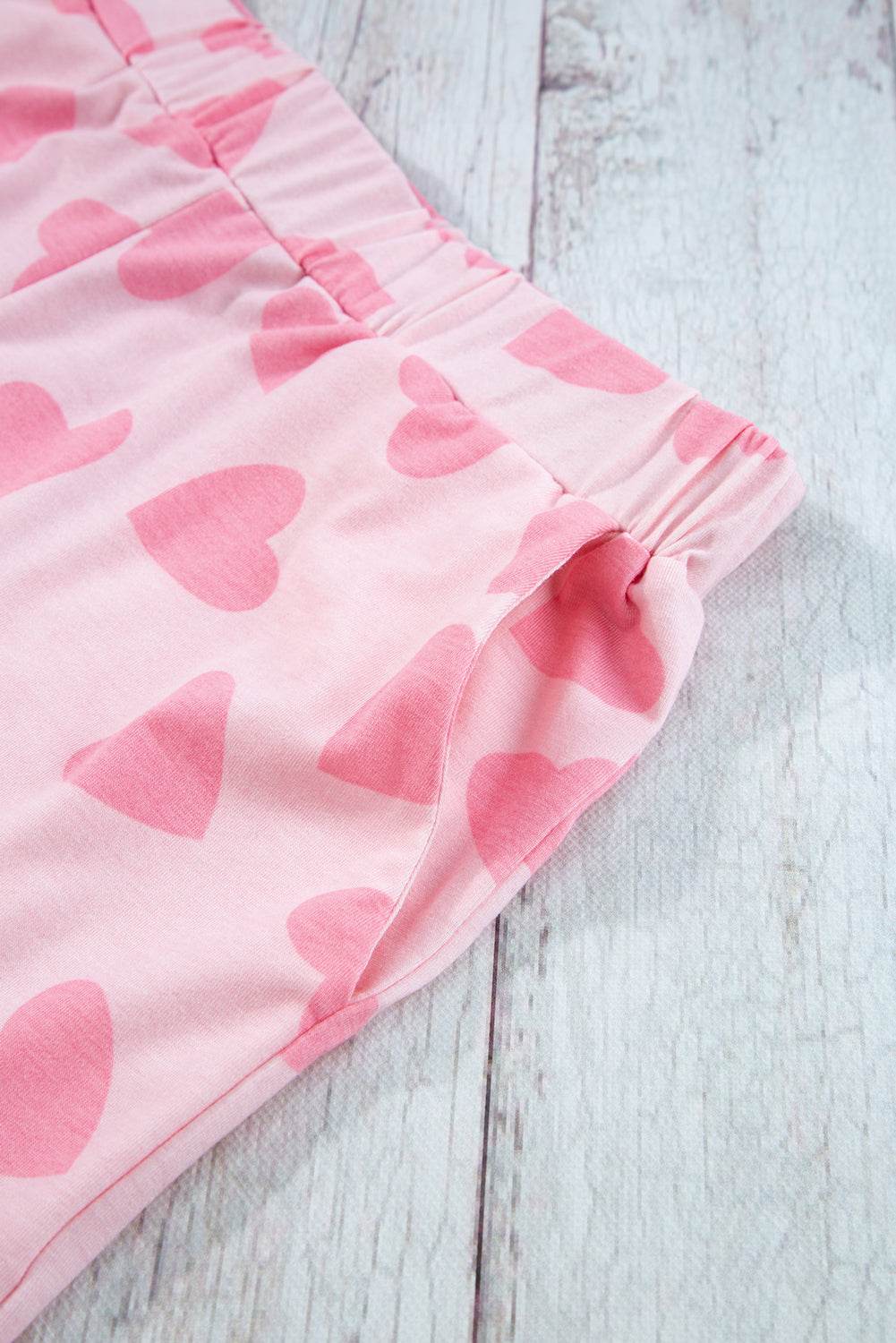 Heart Print Long Sleeve Top and Shorts Lounge Set - Velveta Studio