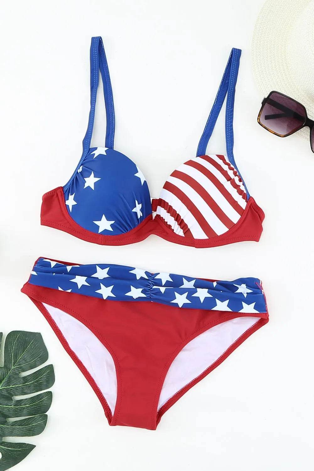 Printed Ruched Bikini Set - Velveta Studio