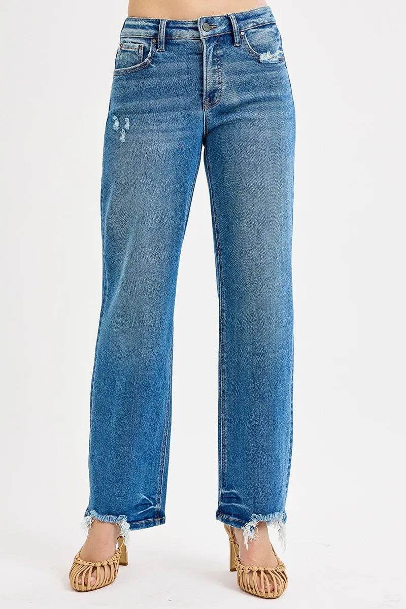 Full Size Mid Rise Baggy Jeans Plus Size - Velveta Studio