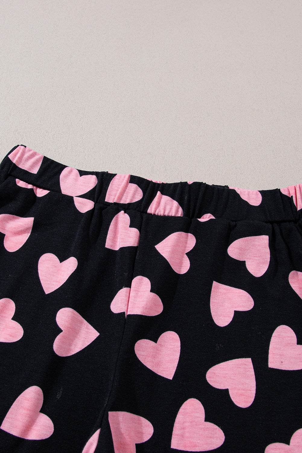 Heart Print Long Sleeve Top and Shorts Lounge Set - Velveta Studio