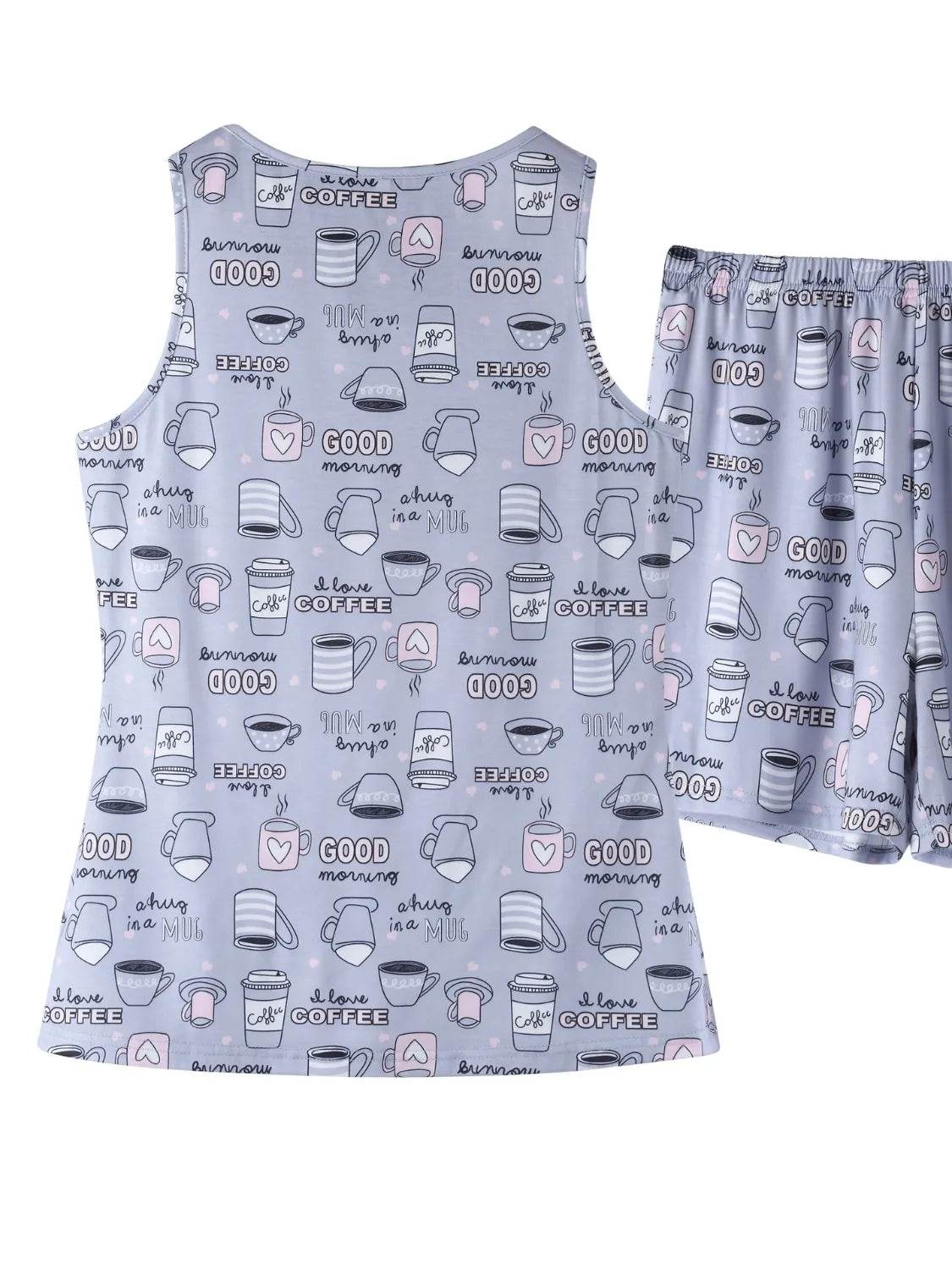 Printed Round Neck Top and Shorts Lounge Set - Velveta Studio