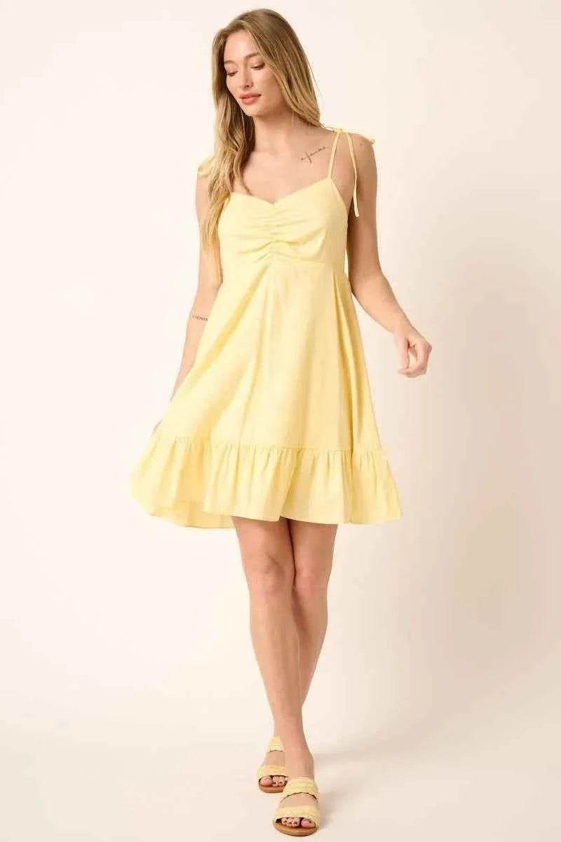 Mittoshop Ruched Detail Spaghetti Tie Mini Dress - Velveta Studio