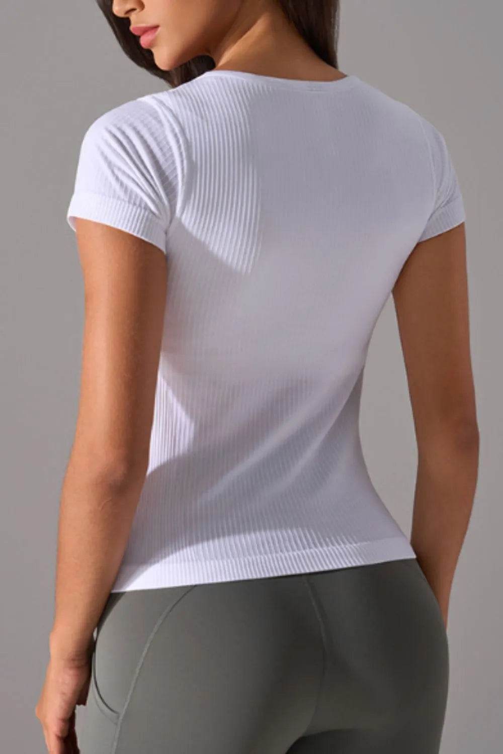 Square Neck Active T-Shirt with Detachable Chest Pads - Velveta Studio