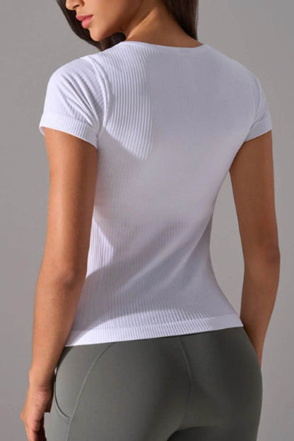 Square Neck Active T-Shirt with Detachable Chest Pads - Velveta Studio