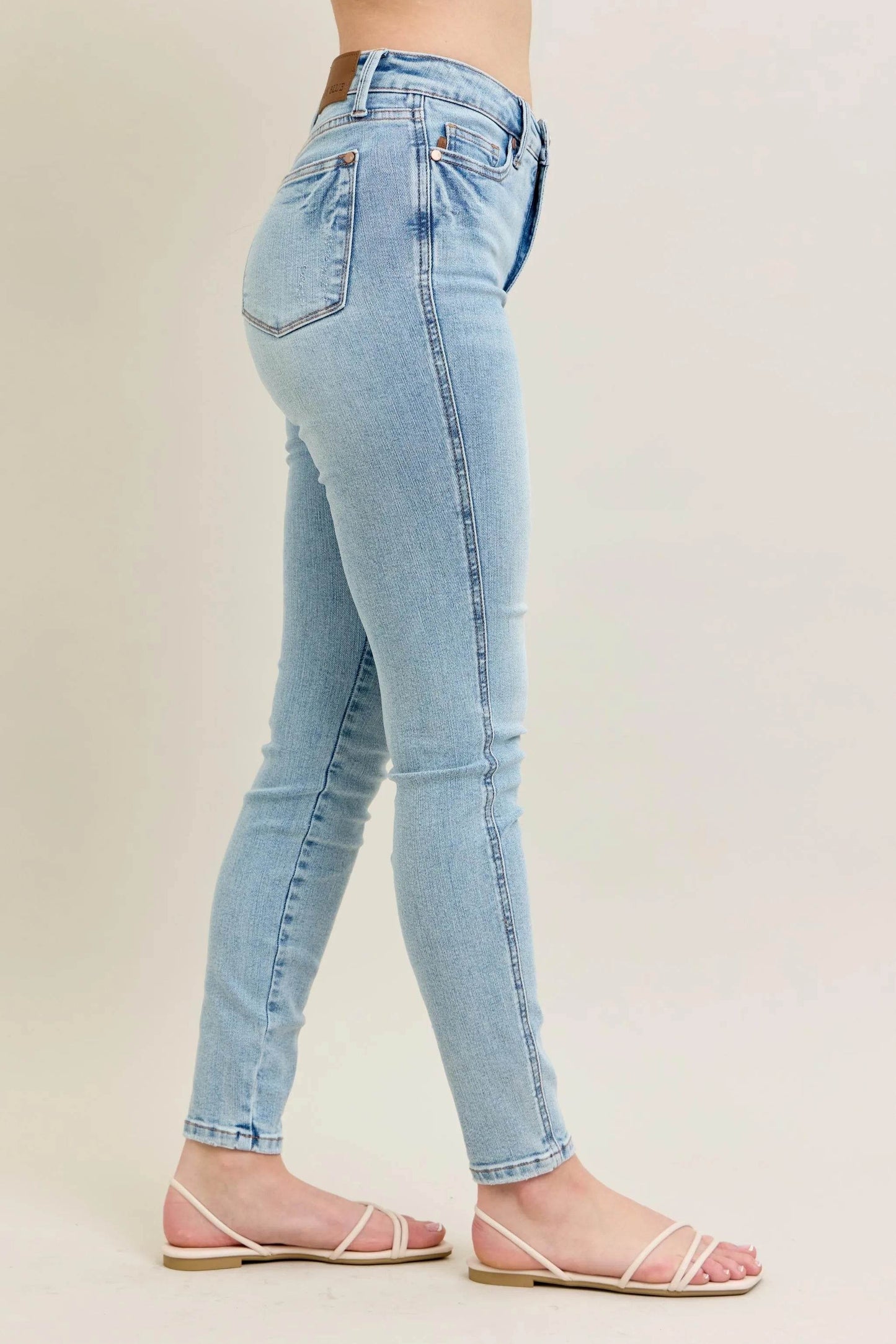 Full Size Mr Tummy Control Vintage Wash Skinny Jeans Plus Size - Velveta Studio
