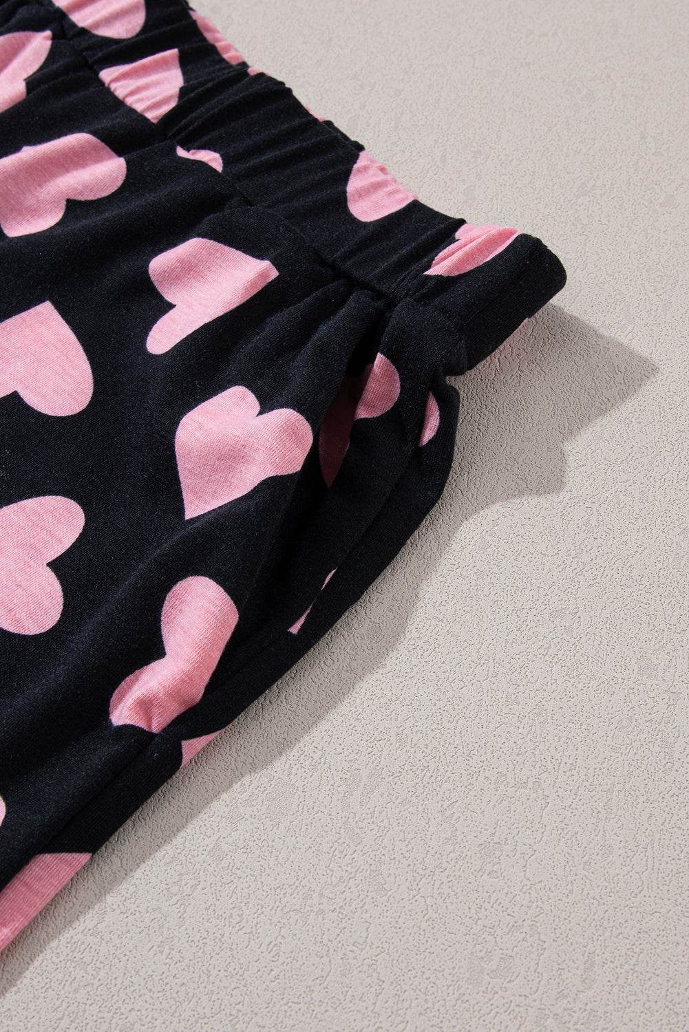 Heart Print Long Sleeve Top and Shorts Lounge Set - Velveta Studio