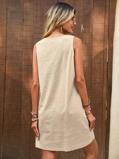 Decor Button Mini Tank Dress with Pockets - Velveta Studio