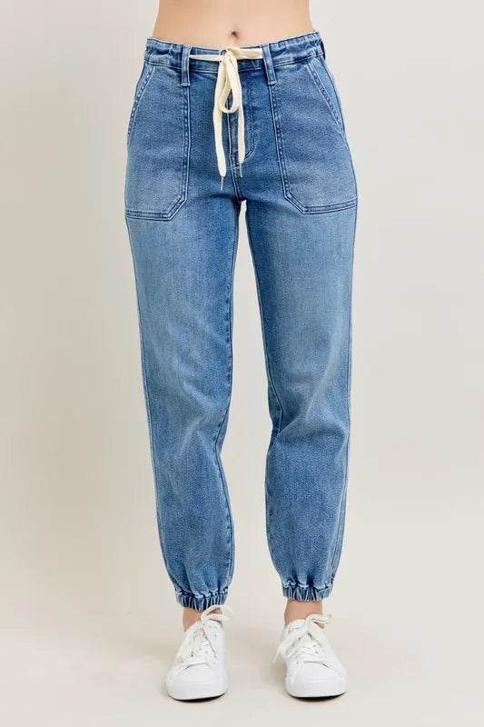Judy Blue Full Size High Waist Denim Jogger Plus Size - Velveta Studio