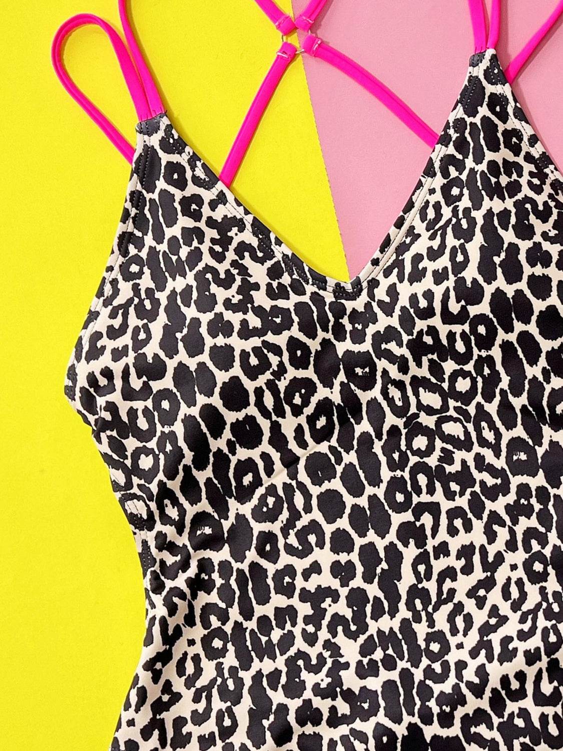 Leopard Plunge Spaghetti Strap One-Piece Swimwear - Velveta Studio