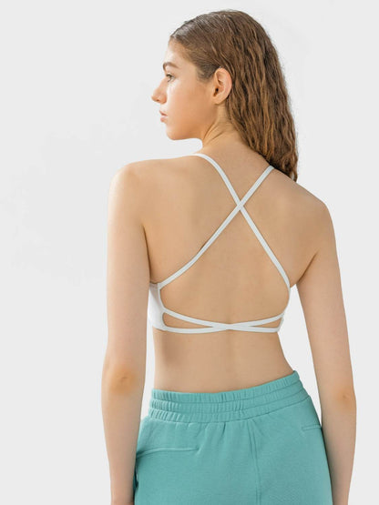 Millennia Crisscross Back Scoop Neck Active Cami with Detachable Chest Pads - Velveta Studio