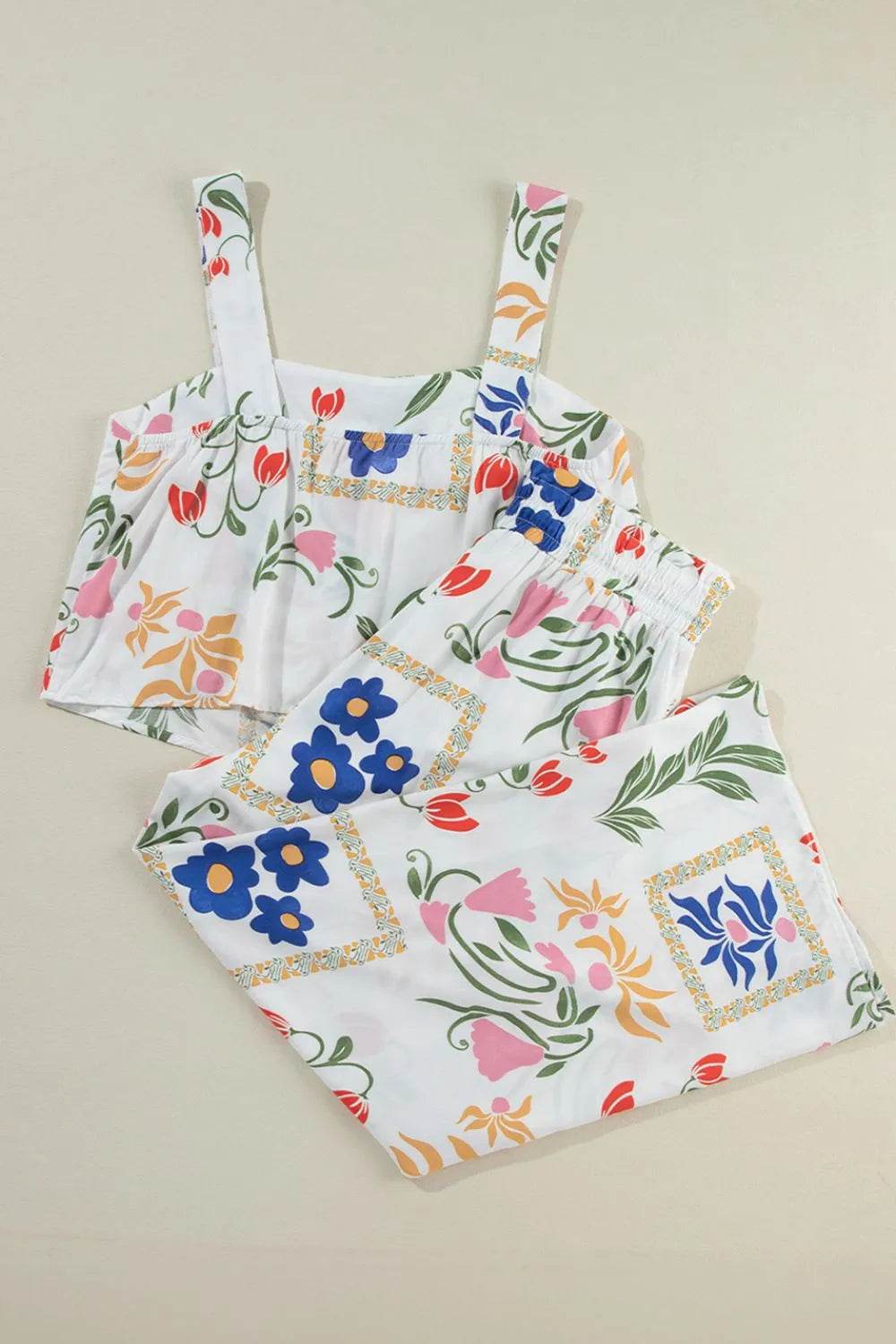 Printed Square Neck Top and Pants Set - Velveta Studio