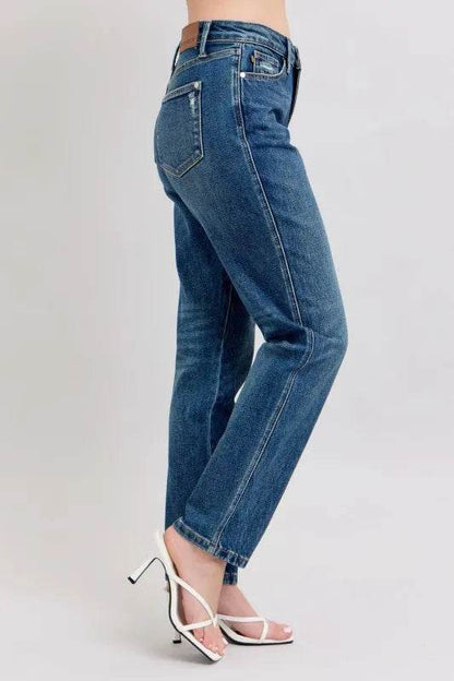 Full Size High Waisted Rigid Magic Non-destroy Straight Leg Jeans Plus Size - Velveta Studio