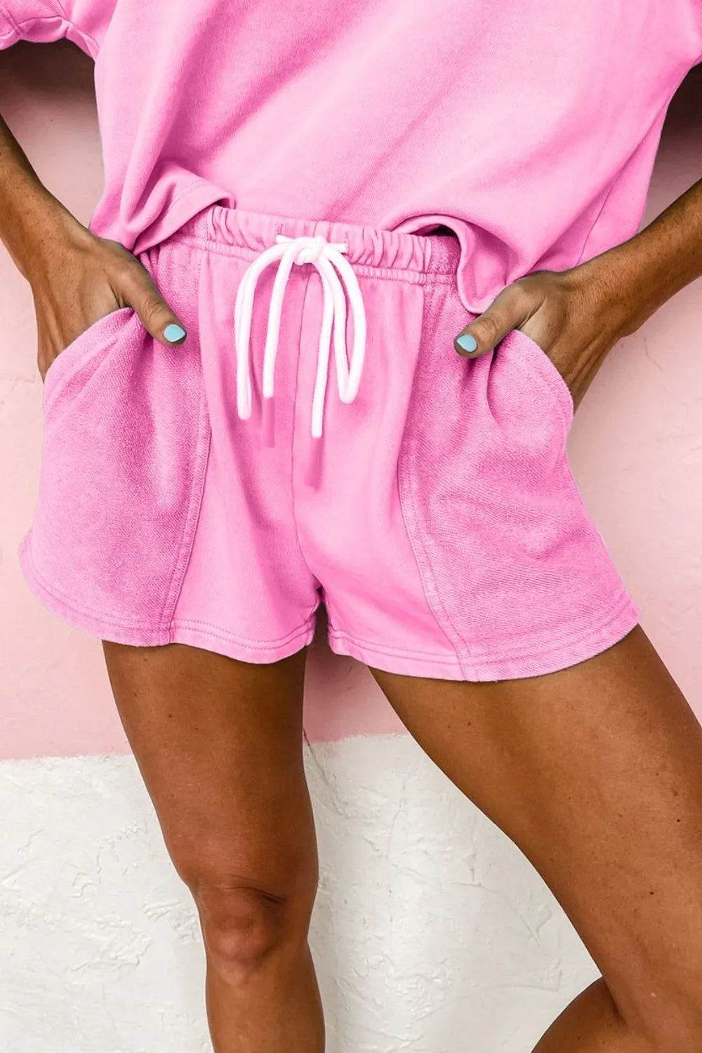 V-Neck Short Sleeve Top and Shorts Set - Velveta Studio