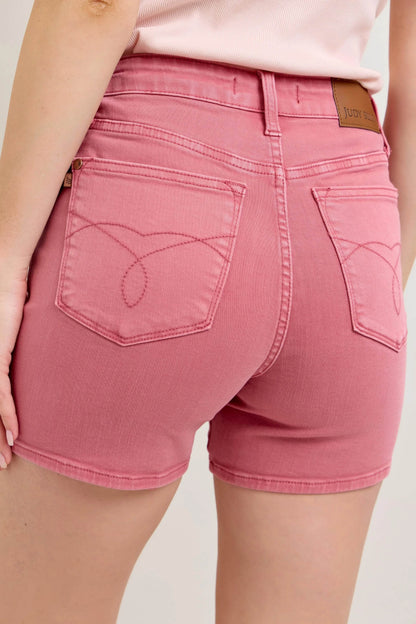 High-Waisted Pink Denim Shorts for Women - Velveta Studio