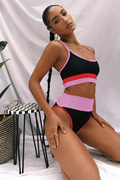 Color Block Spaghetti Strap Two-Piece Swim Set - Velveta Studio