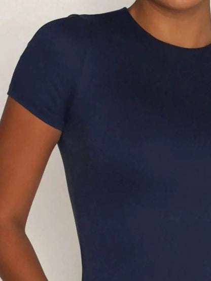 Round Neck Short Sleeve Swim Top - Velveta Studio