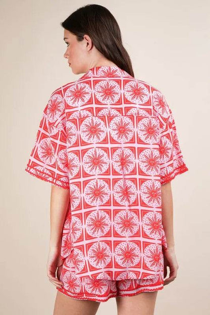 VERY J Tropical Printed Shirt Top and Shorts Set - Velveta Studio