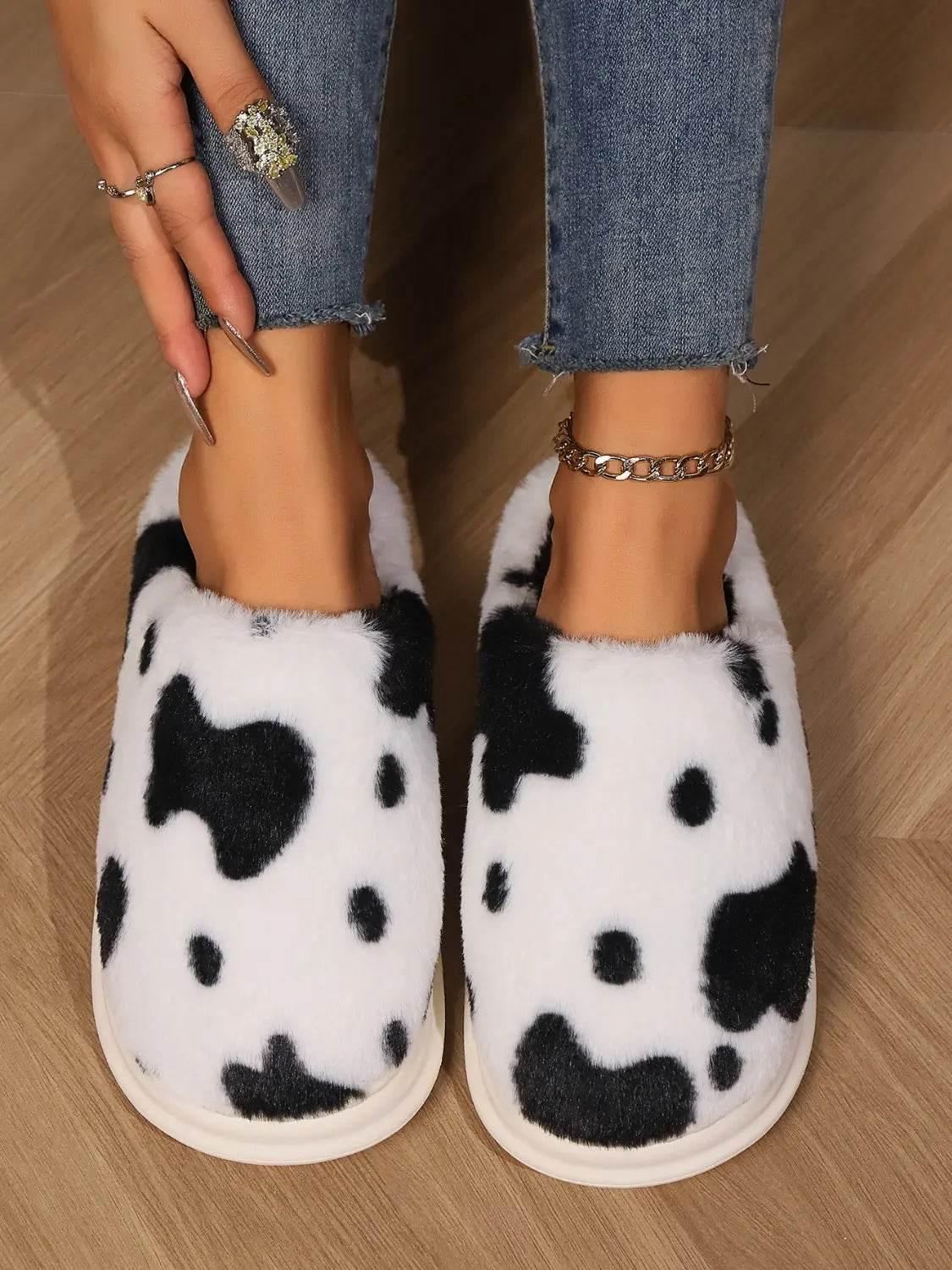 Animal Print Faux Fur Slippers - Velveta Studio
