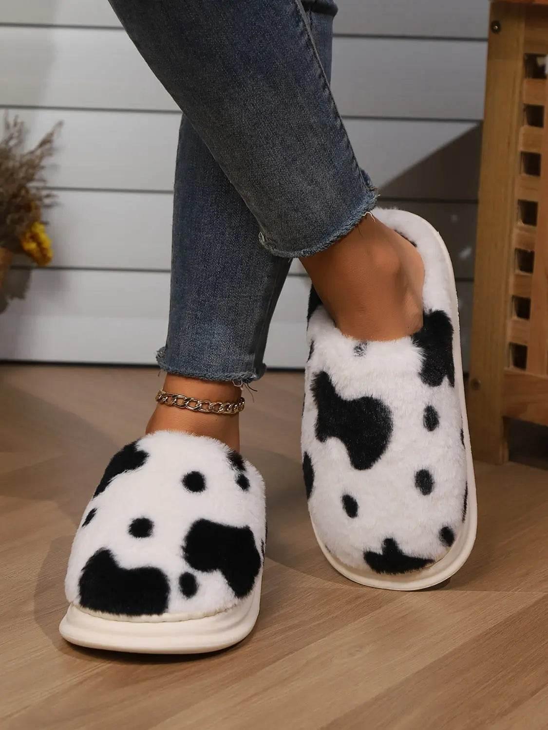 Animal Print Faux Fur Slippers - Velveta Studio