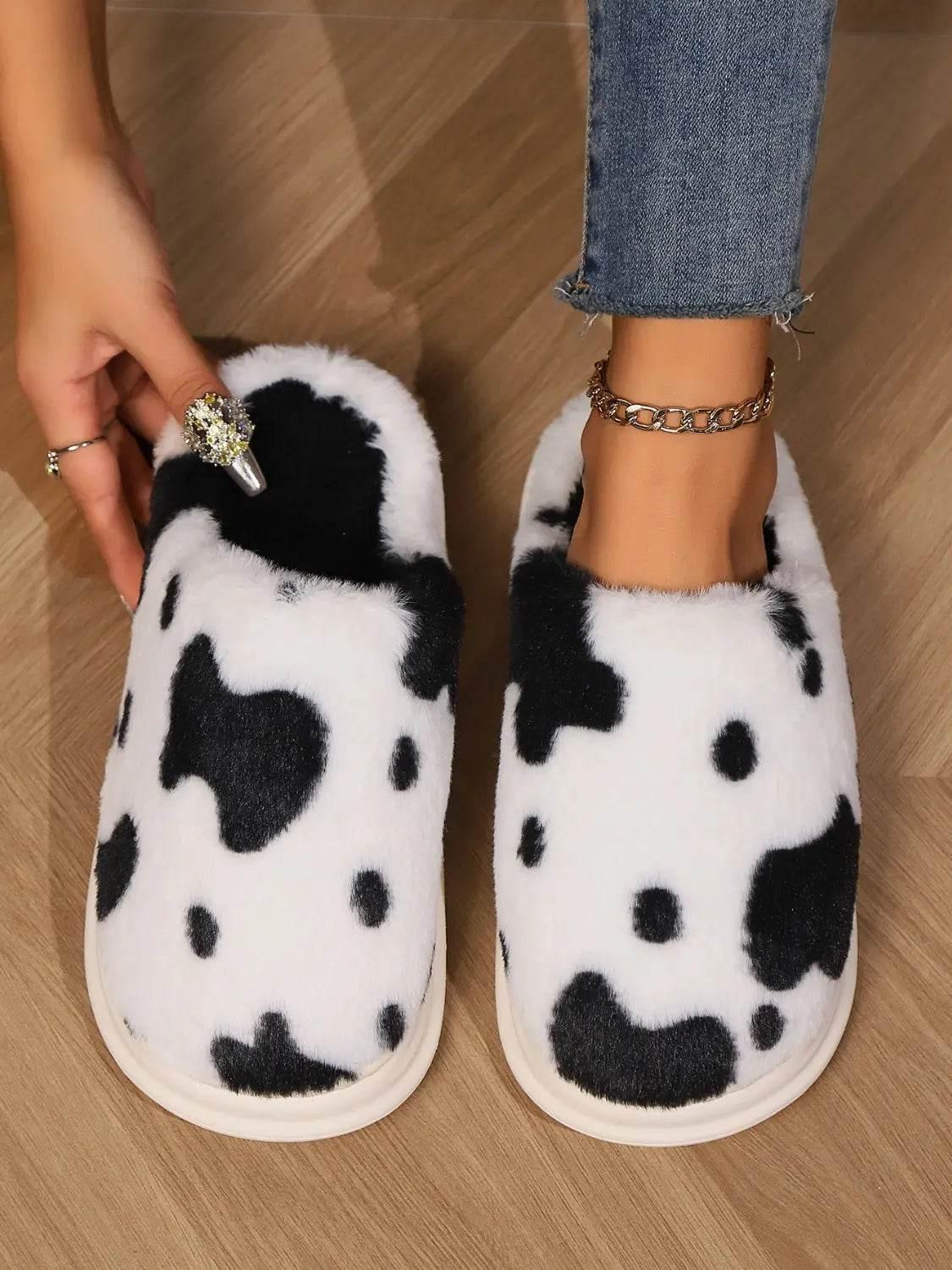 Animal Print Faux Fur Slippers - Velveta Studio