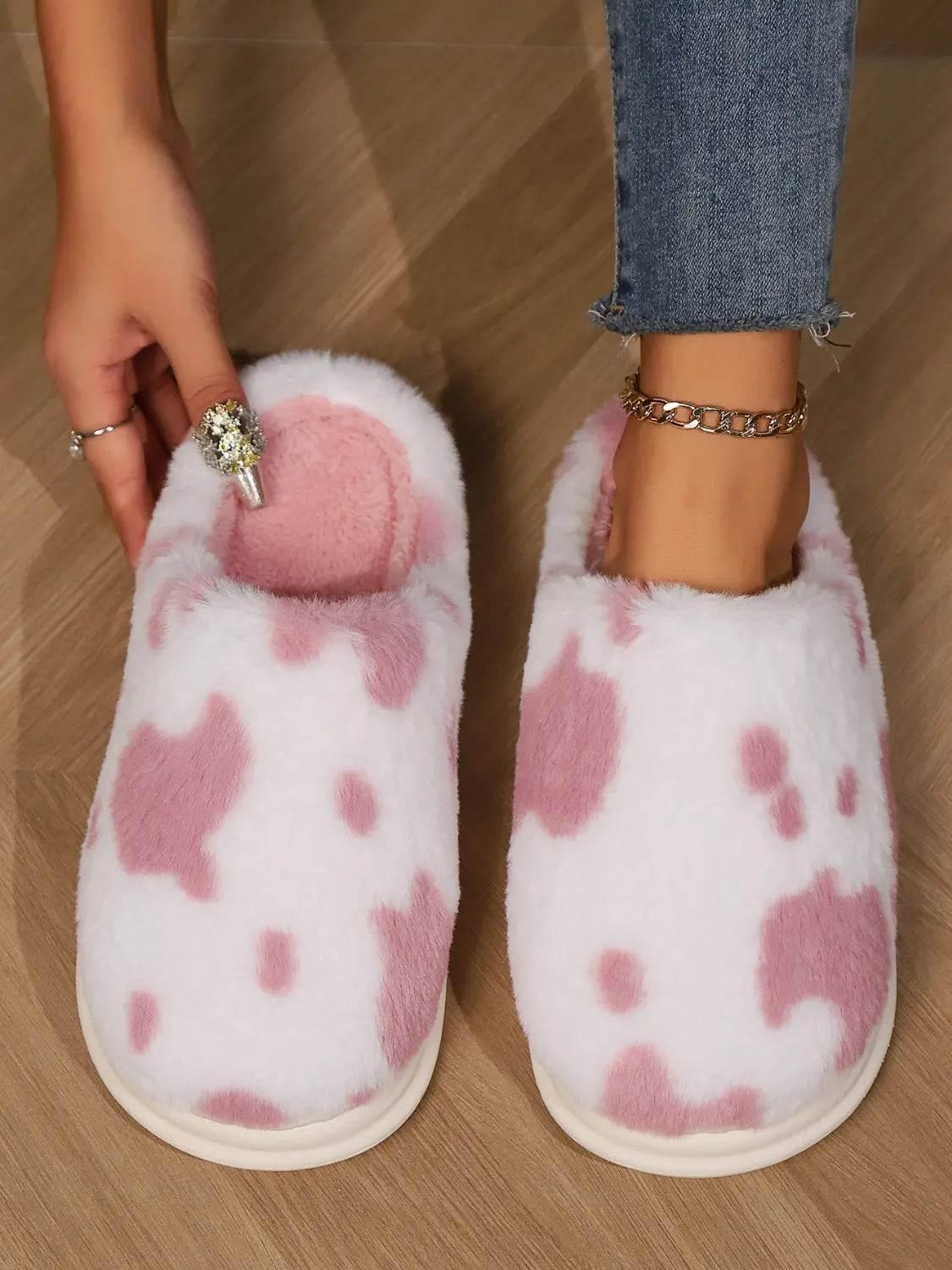 Animal Print Faux Fur Slippers - Velveta Studio