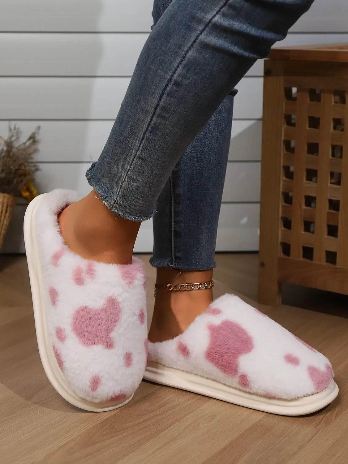 Animal Print Faux Fur Slippers - Velveta Studio